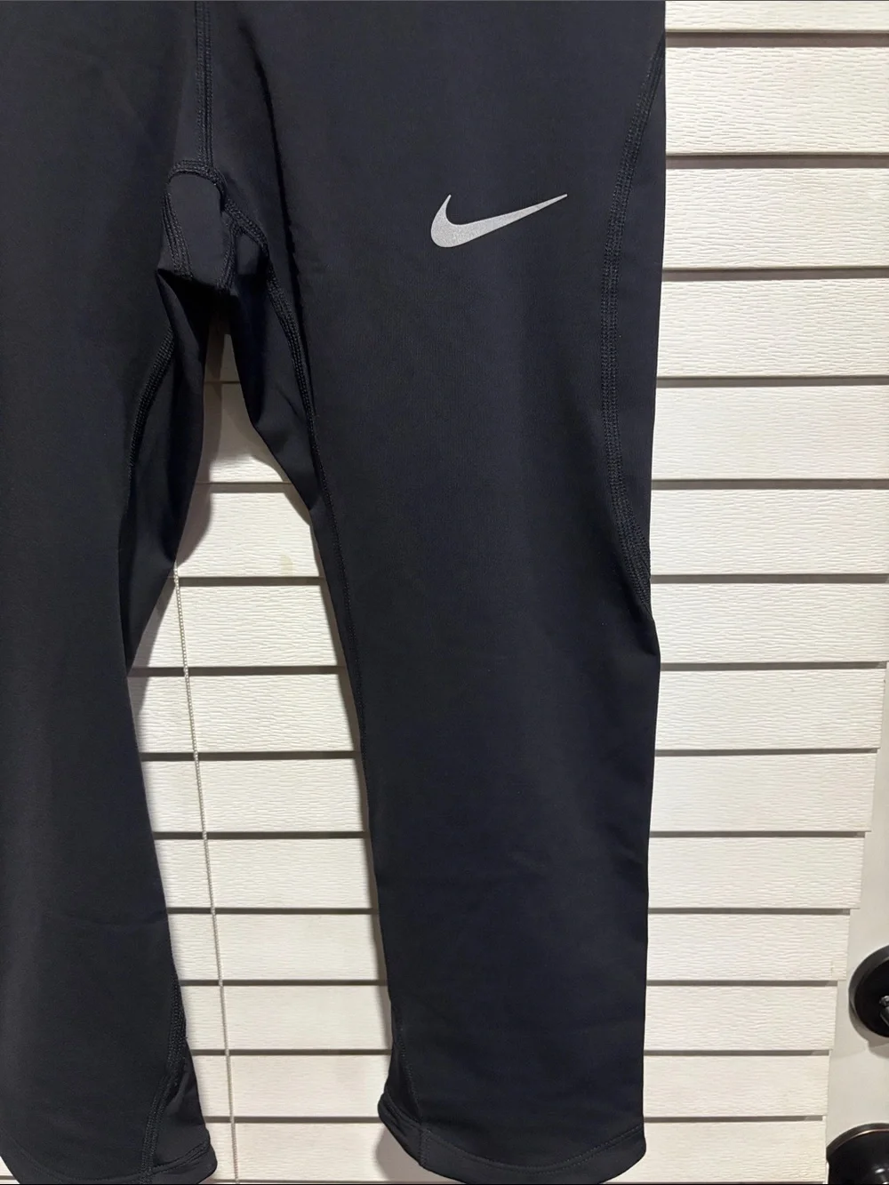 Nike Black Cropped Performance Capris with Reflective Swoosh